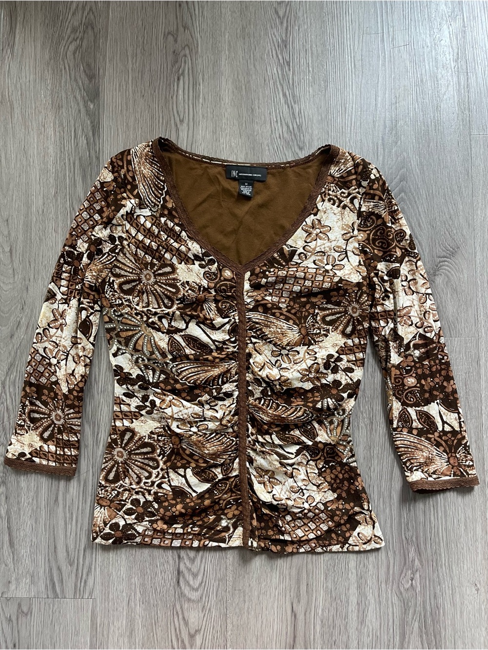 Y2K INC international concepts printed long sleeve floral top